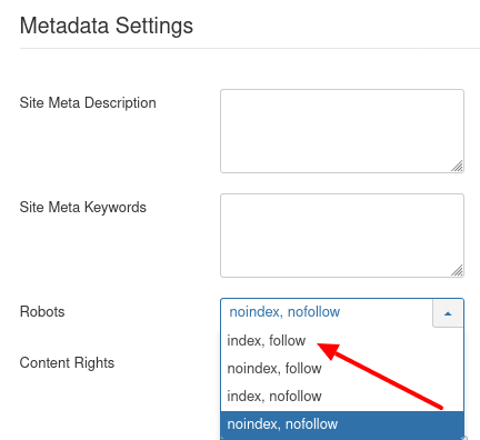 set the robots parameter to index follow