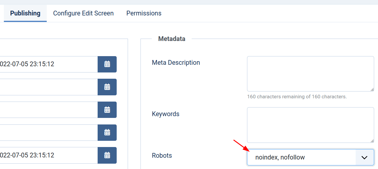 noindex nofollow for articles