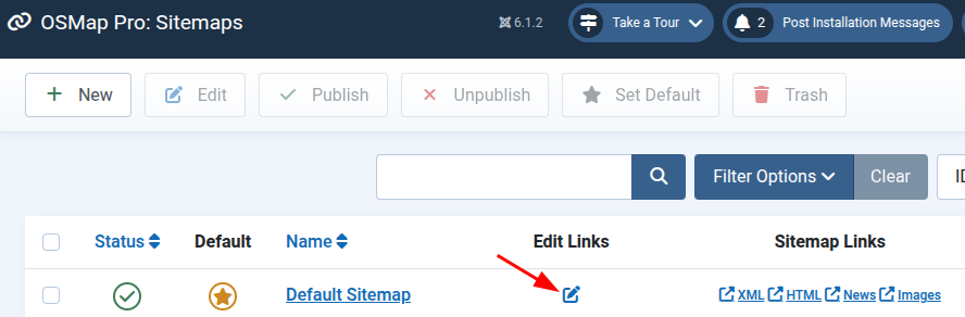 the Edit Links icon