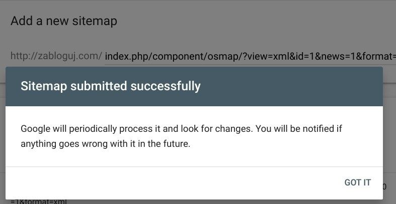 sitemap submitted successfully