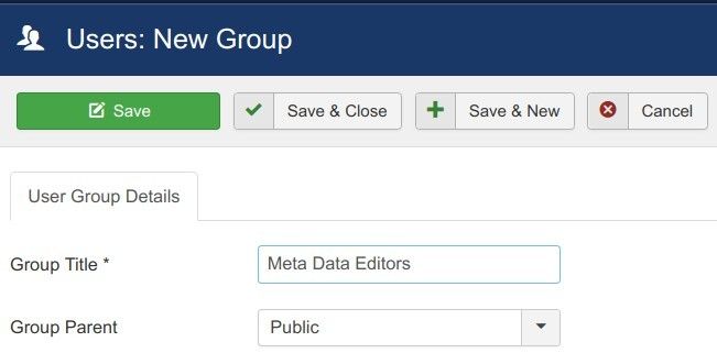 create new group for your meta data editors