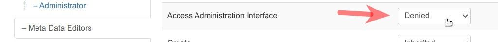switch the access administrator interface to denied