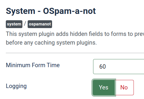 the minimum form time and logging parameters