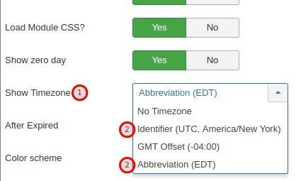 Tab Layout, parameter Show Timezone, Identifier and Abbreviation options