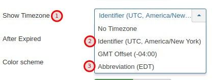 Layout tab, Show Timezone parameter, Identifier and Abbreviation options