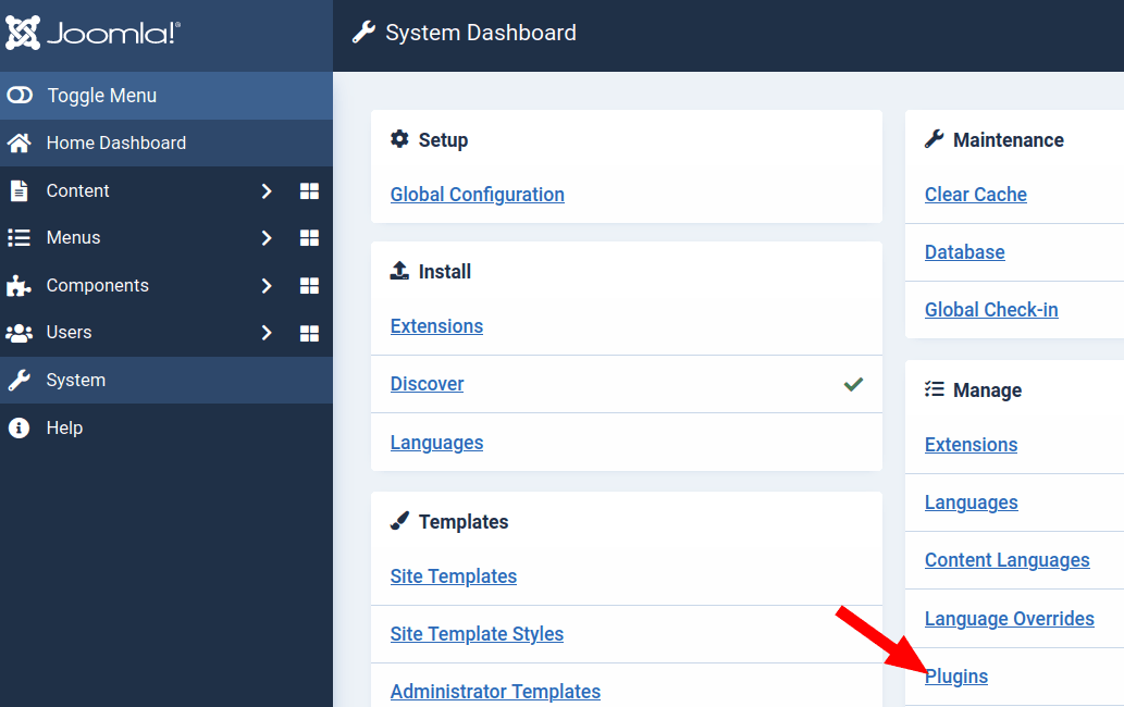 go to system manage plugins