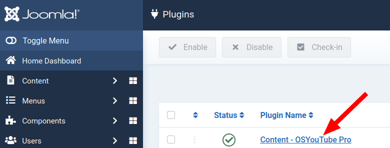 click on the plugin name