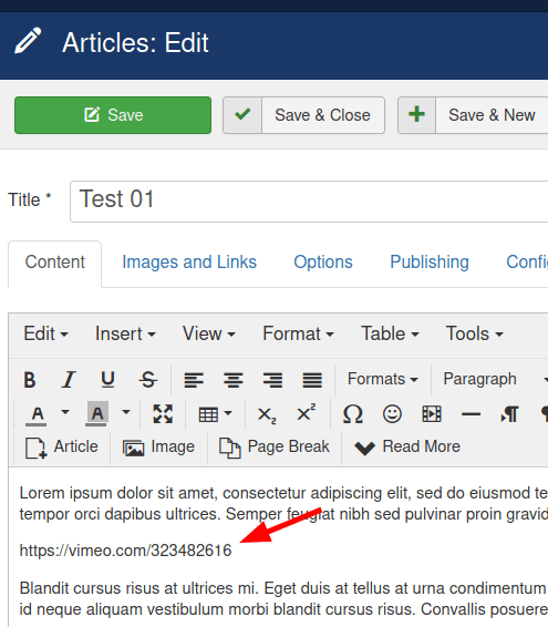 paste the url in the text