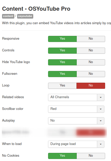 osyoutube pro settings in joomla 3