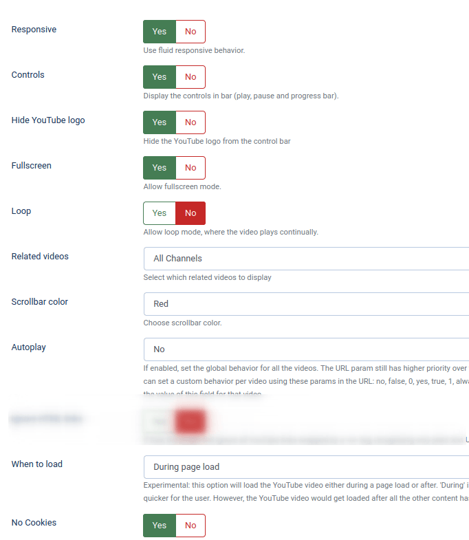 osyoutube pro settings in Joomla 5