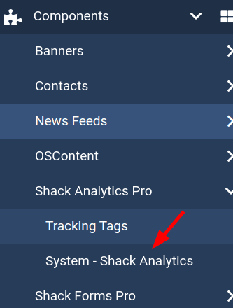 the system shack analytics plugin navigation link