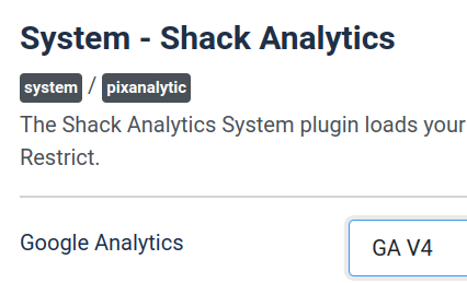 the google analytics parameter set to ga v4 option