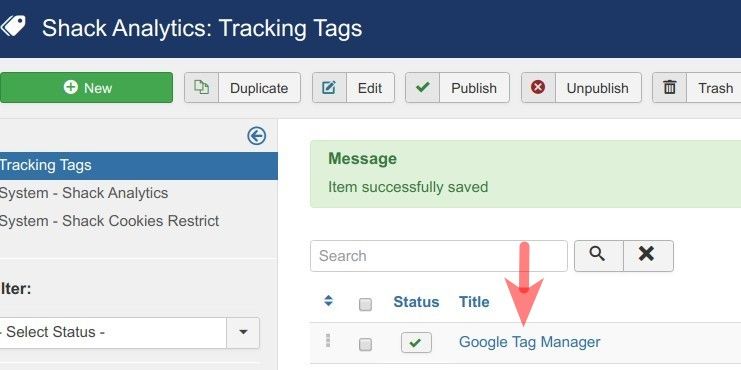 the new tag listed