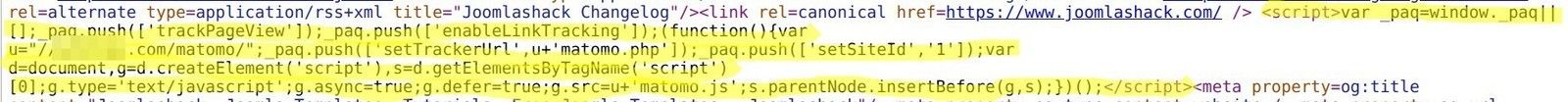 matomo tracking tag in the source html