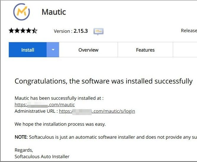the installation was successful