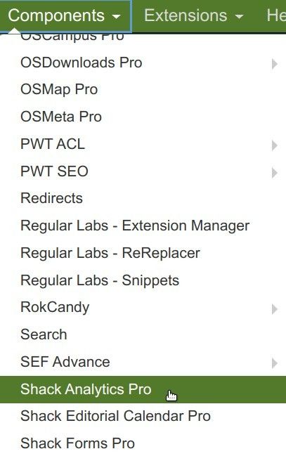 go to components shack analytics pro