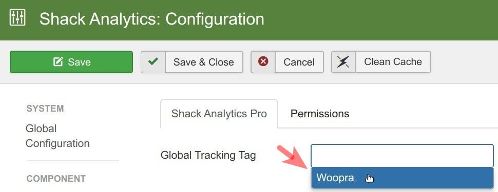 click on your woopra tag