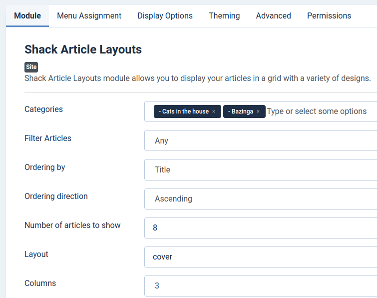 the main settings