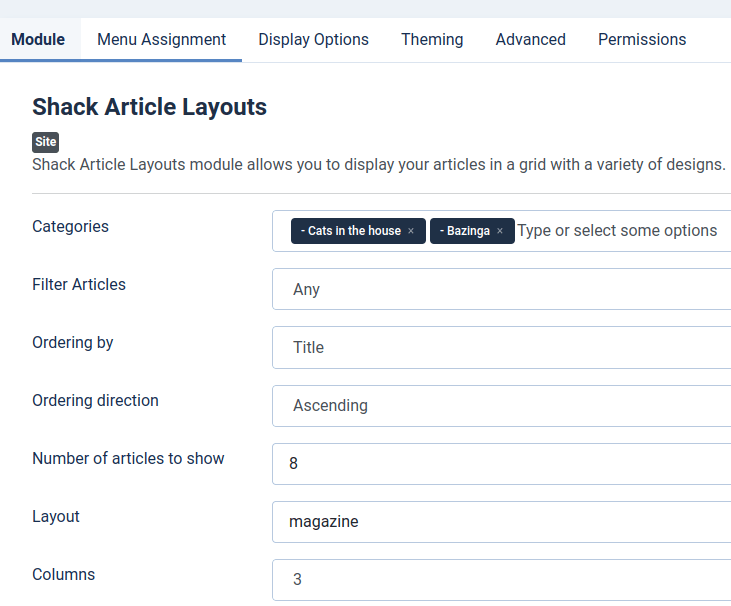 the main settings