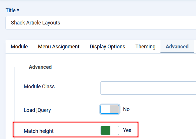 The Match height parameter