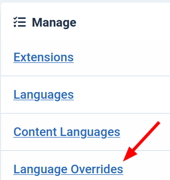 the languages overrides link