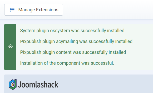 the successful installation messages