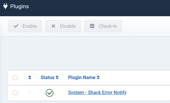 the plugin name listed