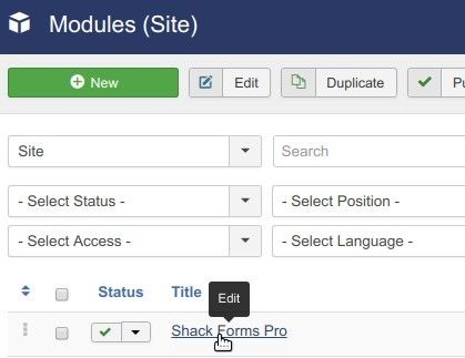 open up your shack form module for editing