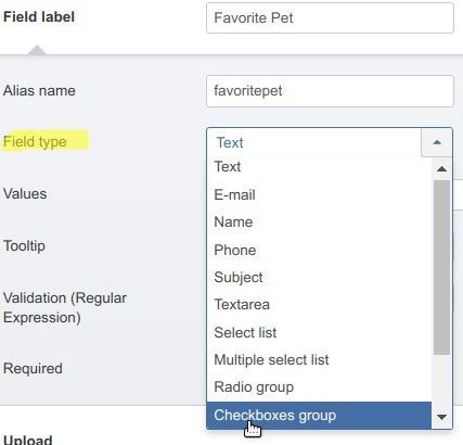 select the checkboxes group