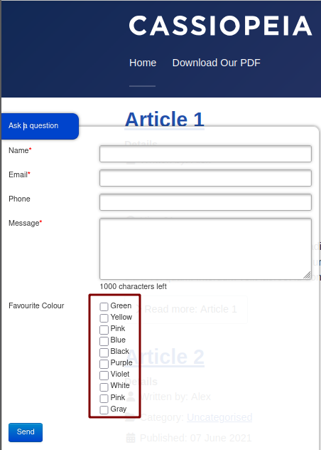 checkboxes lined up vertically