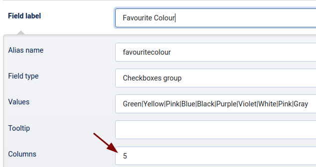 the column setting field