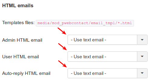 set html templates to use text email