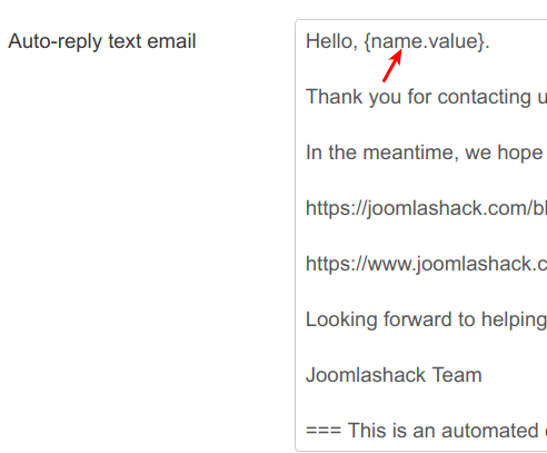 email variable with user name