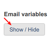 the email variables button