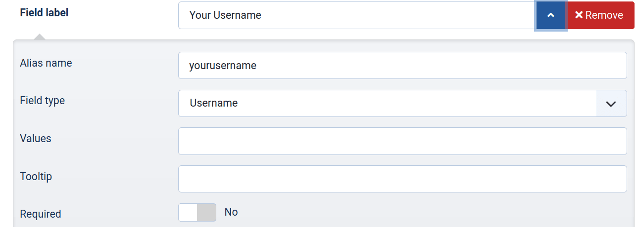 the username field