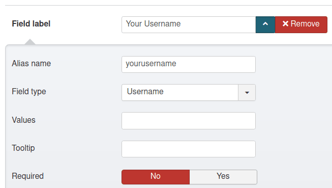 the username field