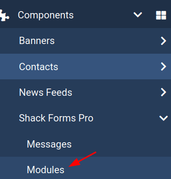 go to components shack forms pro modules