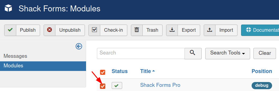select required shack forms pro module