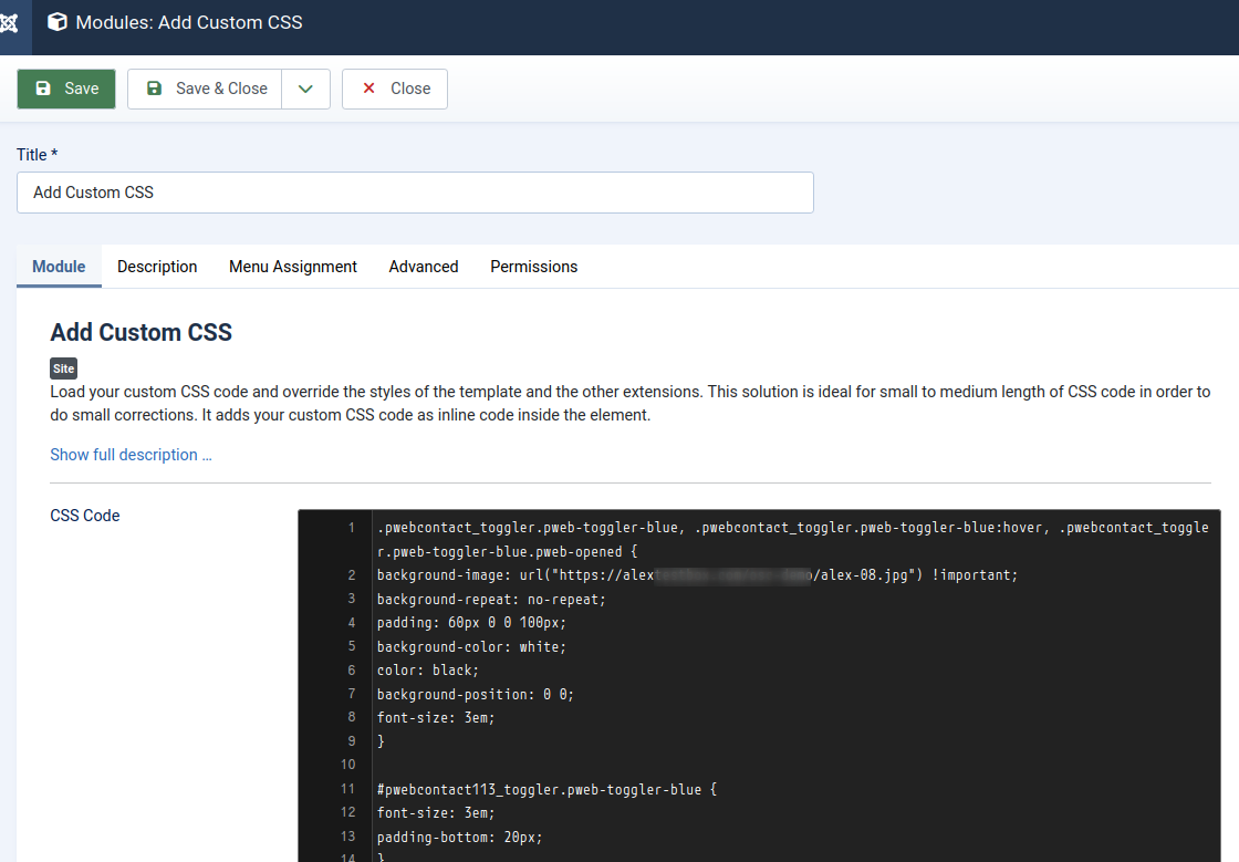 add the css code