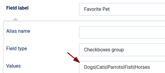 the checkbox group list items