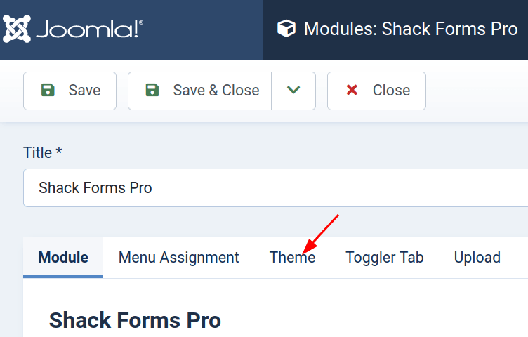 click the theme tab