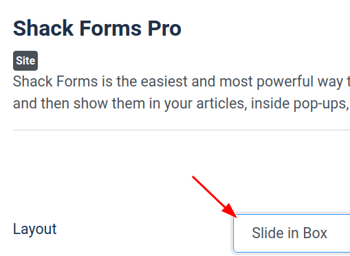 set the layout parameter to slide in box