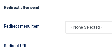 the redirect after send group of settings
