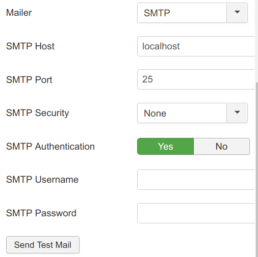 smtp settings