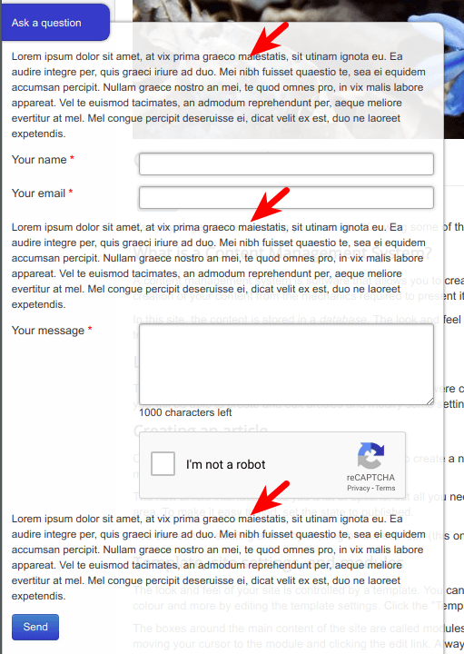 How to add text separator in a Shack Form