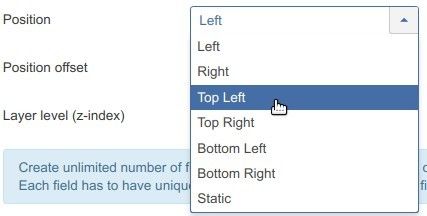 set the position parameter to top left