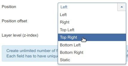 set the position parameter to top right