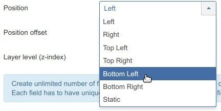 set the position parameter to bottom left