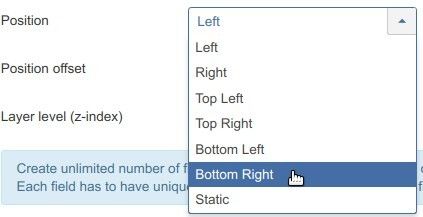 11 set the position parameter to bottom right