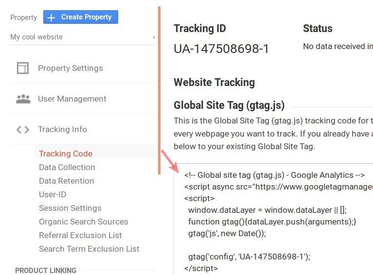 copy your global site tag